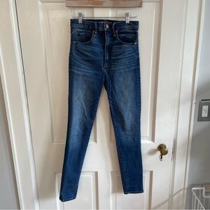 Abercrombie super skinny ultra high rise jeans, size 27R dark wash